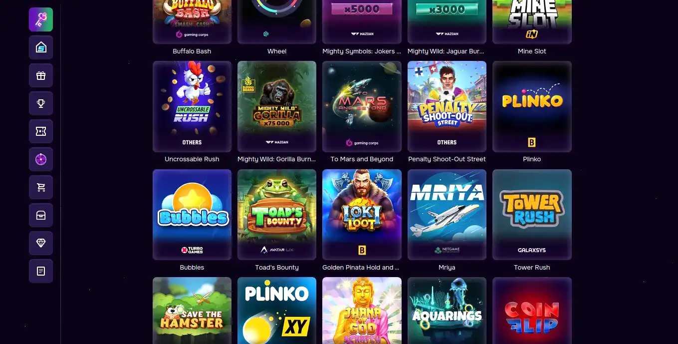 Интерфейс игрового зала Leebet casino с множеством слотов